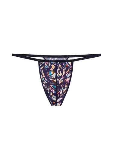 Front cutout view of HO navy print  G-String