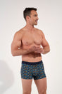 Front view of a men model wearing HO blue print modal/viscose/tencel Boxer Briefs HO1