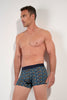 General view of a men model wearing HO blue print modal/viscose/tencel Boxer Briefs HO1
