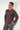 Front view of a men model wearing HO red print cotton Long Sleepwear