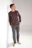 Full-body view of a men model wearing HO red print cotton Long Sleepwear