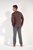 General view of a men model wearing HO red print cotton Long Sleepwear