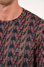 Close-up view of a men model wearing HO red print cotton Long Sleepwear