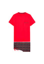 Front cutout view of HO red print cotton Short Sleepwear