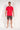 Full-body view of a men model wearing HO red print cotton Short Sleepwear