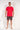 General view of a men model wearing HO red print cotton Short Sleepwear