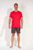 General view of a men model wearing HO red print cotton Short Sleepwear