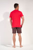 General view of a men model wearing HO red print cotton Short Sleepwear