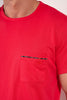 Close-up view of a men model wearing HO red print cotton Short Sleepwear