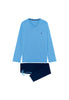 Front cutout view of HO blue print cotton Long Sleepwear