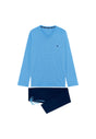 Front cutout view of HO blue print cotton Long Sleepwear