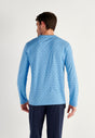 Back view of a men model wearing HO blue print cotton Long Sleepwear