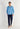 Full-body view of a men model wearing HO blue print cotton Long Sleepwear