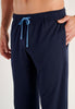 General view of a men model wearing HO blue print cotton Long Sleepwear