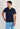 Front view of a men model wearing HO blue print cotton Short Sleepwear