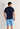 Back view of a men model wearing HO blue print cotton Short Sleepwear