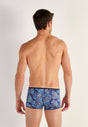 Back view of a men model wearing HO blue print  Trunk