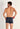 Back view of a men model wearing HO navy print modal/viscose/tencel Comfort Boxer Briefs