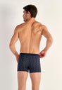 Back view of a men model wearing HO navy print modal/viscose/tencel Comfort Boxer Briefs