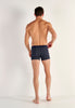 General view of a men model wearing HO navy print modal/viscose/tencel Comfort Boxer Briefs