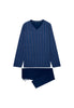Front cutout view of HO navy print cotton Long Sleepwear
