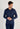 Front view of a men model wearing HO navy print cotton Long Sleepwear