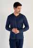 Front view of a men model wearing HO navy print cotton Long Sleepwear