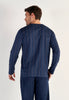 Back view of a men model wearing HO navy print cotton Long Sleepwear