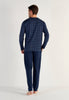 General view of a men model wearing HO navy print cotton Long Sleepwear