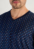 Close-up view of a men model wearing HO navy print cotton Long Sleepwear