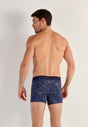 Back view of a men model wearing HO navy print modal/viscose/tencel Boxer Briefs