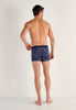 General view of a men model wearing HO navy print modal/viscose/tencel Boxer Briefs