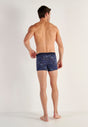 General view of a men model wearing HO navy print modal/viscose/tencel Boxer Briefs