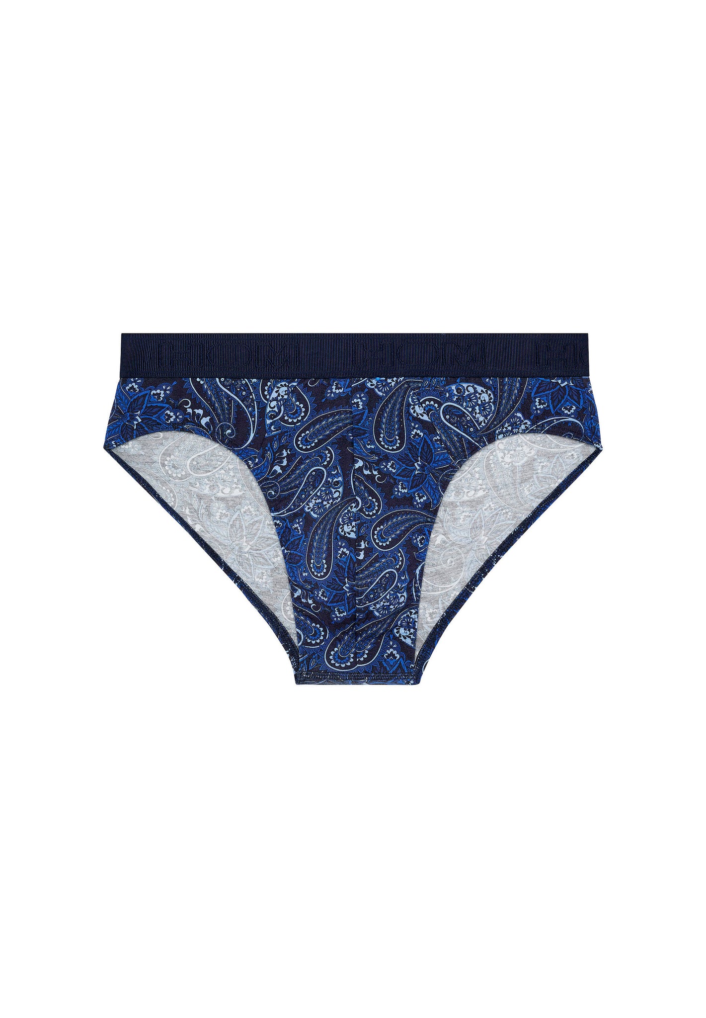 Front cutout view of HO navy print modal/viscose/tencel Mini Briefs