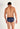 Back view of a men model wearing HO navy print modal/viscose/tencel Mini Briefs