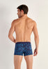 Back view of a men model wearing HO blue print  Boxer Briefs