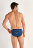 Back view of a men model wearing HO blue print  Comfort Micro Briefs