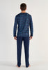 General view of a men model wearing HO blue print cotton Long Sleepwear
