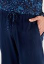 General view of a men model wearing HO blue print cotton Long Sleepwear