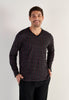Front view of a men model wearing HO black print cotton Long Sleepwear