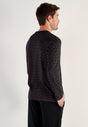 Back view of a men model wearing HO black print cotton Long Sleepwear