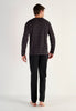 General view of a men model wearing HO black print cotton Long Sleepwear