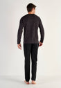 General view of a men model wearing HO black print cotton Long Sleepwear