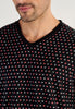 Close-up view of a men model wearing HO black print cotton Long Sleepwear
