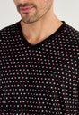 Close-up view of a men model wearing HO black print cotton Long Sleepwear