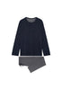 Front cutout view of HO black print cotton Long Sleepwear