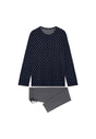 Front cutout view of HO black print cotton Long Sleepwear