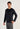 Front view of a men model wearing HO black print cotton Long Sleepwear