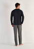 General view of a men model wearing HO black print cotton Long Sleepwear