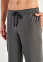 General view of a men model wearing HO black print cotton Long Sleepwear